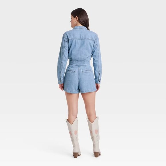 Women's Long Sleeve Denim Romper - Universal Thread - Picture 2 of 3